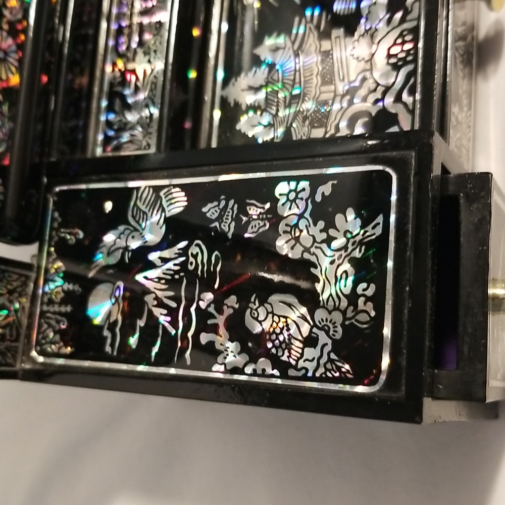Vintage Black Jewelry Organizer with Iridescent shimmer - Picture 11 of 16